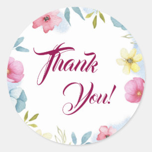 Pretty Floral Thank You Baby Shower Classic Round Sticker