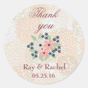 Pretty Floral Thank you Classic Round Sticker