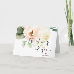 Pretty Floral Thinking of You Sympathy I Miss You Card