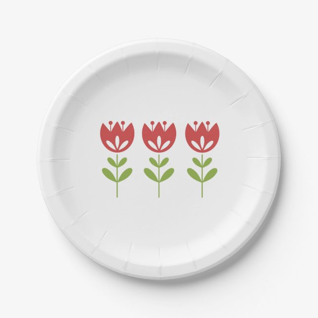 Pretty Floral Tulips All Occasion Party Events Paper Plate (Front)