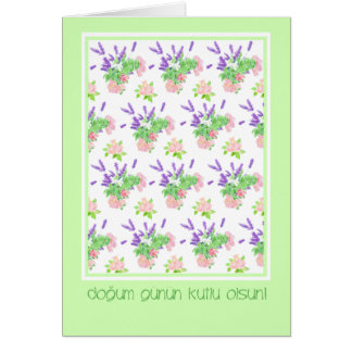Pretty Floral Turkish Language Greeting Birthday