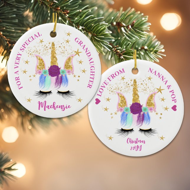 Pretty Floral Unicorn Ceramic Tree Decoration (Pretty Floral Unicorn Ceramic Ornament)
