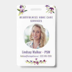 Pretty Floral Violet Style ID Badge