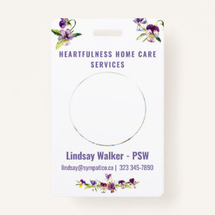 Pretty Floral Violet Style ID Badge