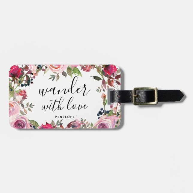Pretty Floral Wander with Love Luggage Tag (Front Horizontal)
