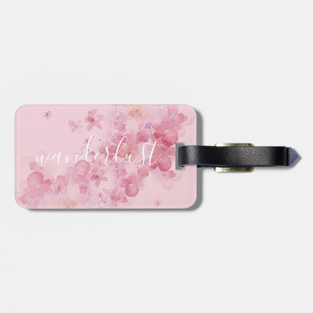 Pretty Floral Wanderlust Quote | luggage tag (Back Horizontal)