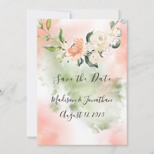 Pretty Floral Water Gold Wedding Save The Date