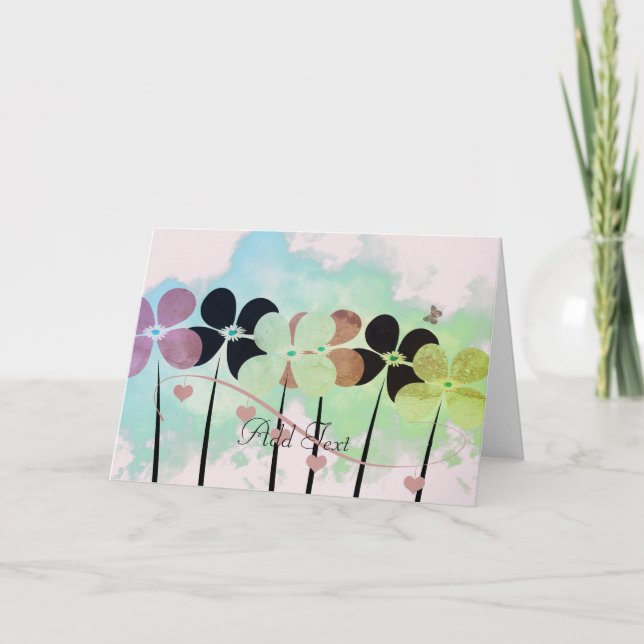 Pretty Floral Watercolor Art Greeting Card (Front)