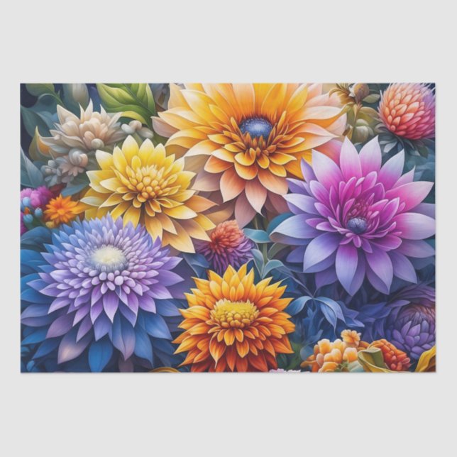 Pretty Floral Watercolor Flowers Ai Art Tissue Paper (Front)