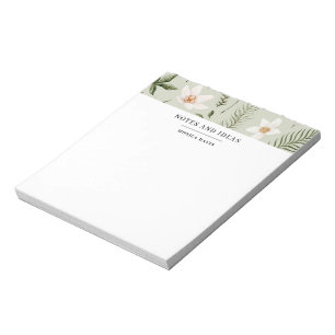 Pretty Floral Watercolor Greenery Gold Pattern Notepad