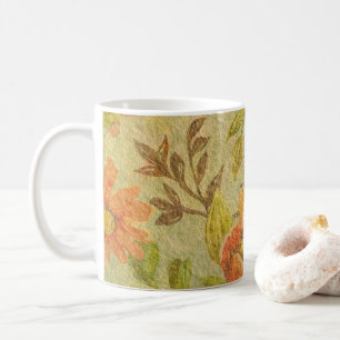Pretty Floral Watercolor Orange Brown Coffee Mug
