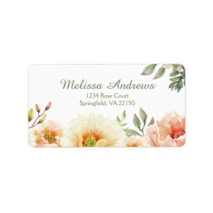 Pretty Floral Watercolor Personalised Address Label