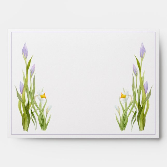 Pretty Floral Watercolor Purple Simple Envelope (Front)