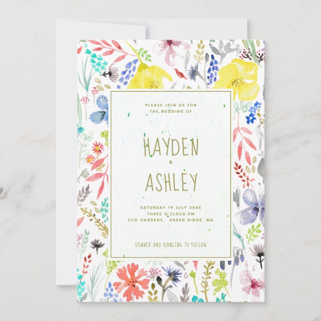 Pretty Floral Watercolor Wedding Invitation (Front)