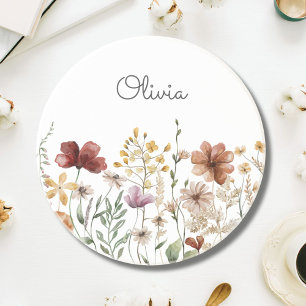 Pretty Floral Watercolor Wildflower Garden Coaster
