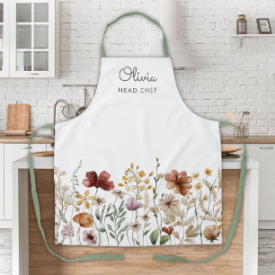 Pretty Floral Watercolor Wildflower Garden Cooking Apron
