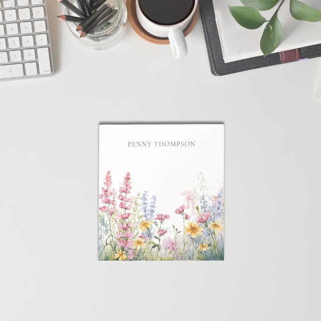 Pretty Floral Watercolor Wildflowers Notepad (Creator Uploaded)