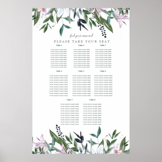 Pretty floral watercolour wildflowers poster (Front)
