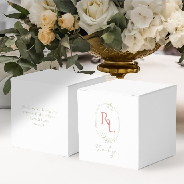 Pretty Floral Wedding Couple Monogram Thank You Favour Box (Creator Uploaded)