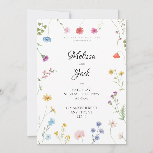 Pretty Floral Wedding Invitation  (Front)