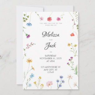 Pretty Floral Wedding Invitation 