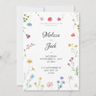 Pretty Floral Wedding Invitation 
