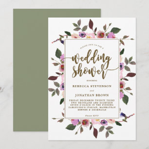 pretty floral wedding shower invitation