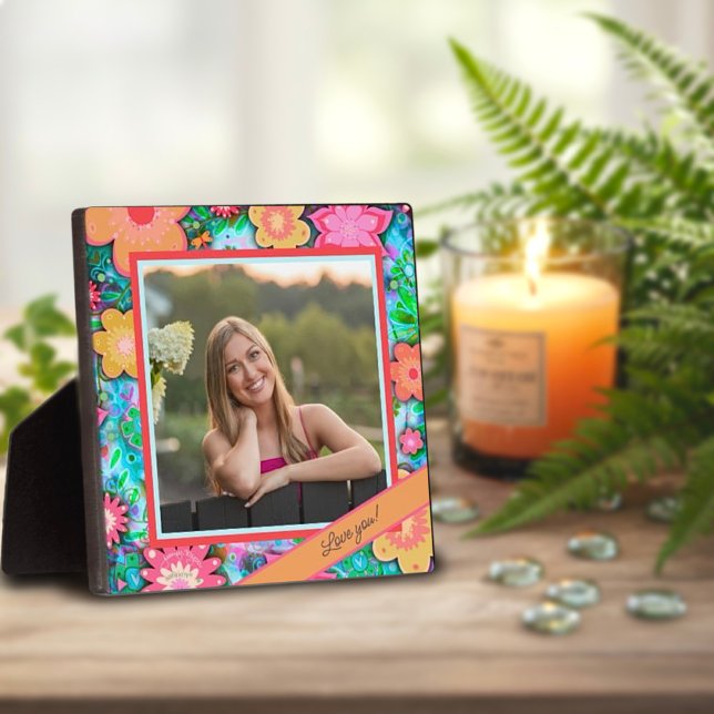 Pretty Floral Whimsical Photo Customised Message Plaque (Creator Uploaded)