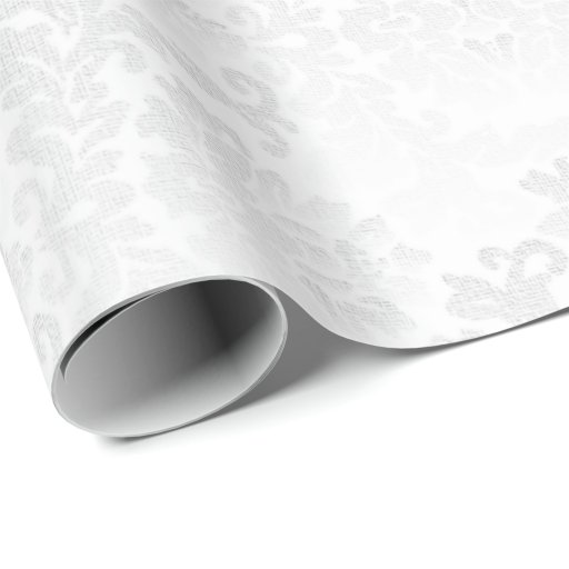 Image of Pretty Floral White Damask Wedding Design Wrapping Paper