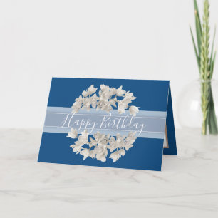 Pretty Floral White Orchid Flower Bouquet Birthday Card