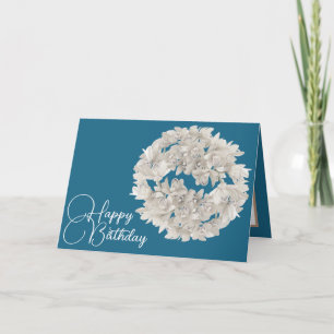 Pretty Floral White Orchid Flower Garland Birthday Card