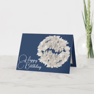 Pretty Floral White Orchid Flower Garland Birthday Card