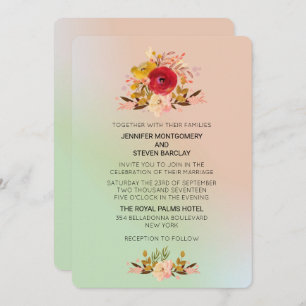 Pretty Floral Wildflowers in Watercolor Wedding Invitation
