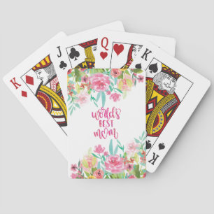 Pretty Floral World's Best Mum Gift Playing Cards