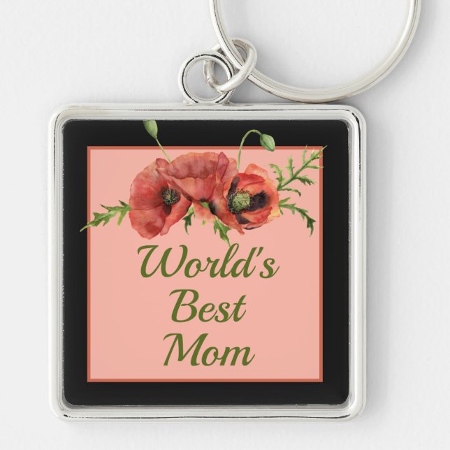 Pretty Floral World's Best Mum  Key Ring (Front)