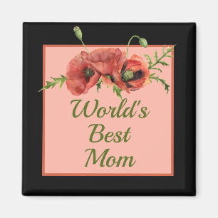 Pretty Floral World's Best Mum  Magnet