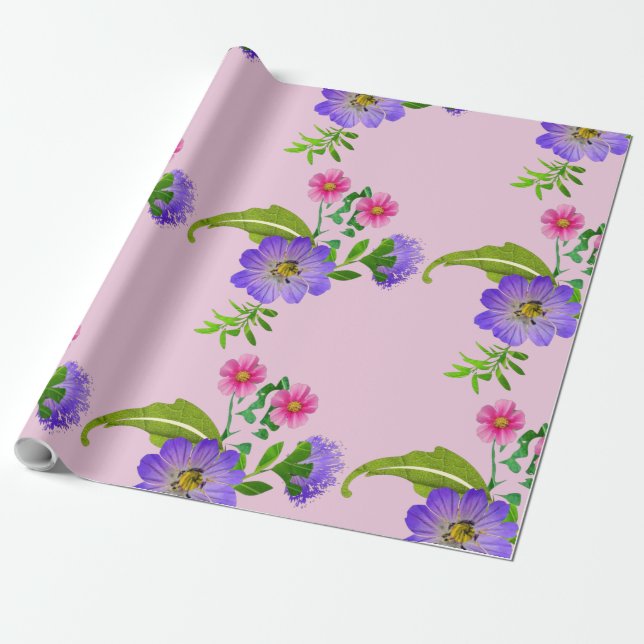 Pretty Floral  Wrapping Paper (Unrolled)