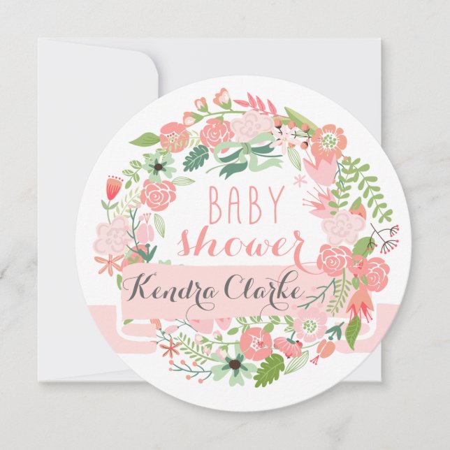 PRETTY FLORAL WREATH | BABY SHOWER INVITATION (Front)