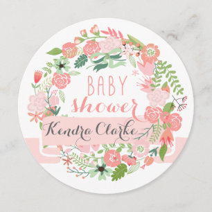 PRETTY FLORAL WREATH BABY SHOWER INVITATION