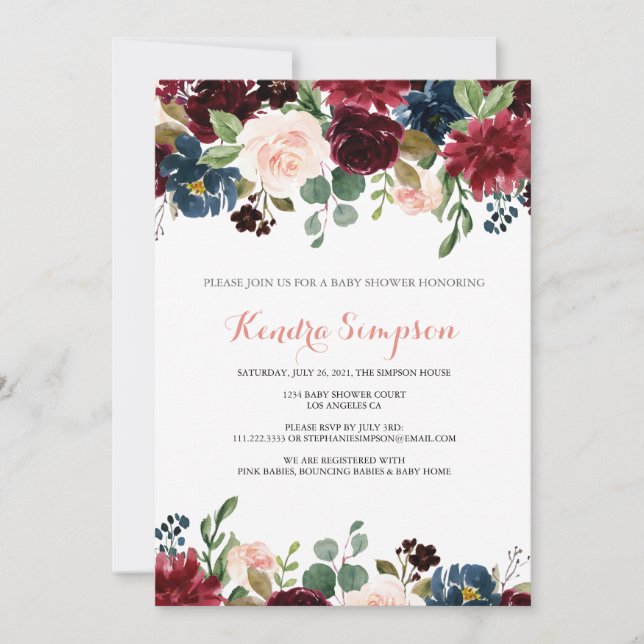 Pretty Floral Wreath Baby Shower Invitation (Front)