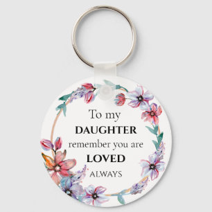 Pretty Floral Wreath Daughter Loved Quote Photo Key Ring