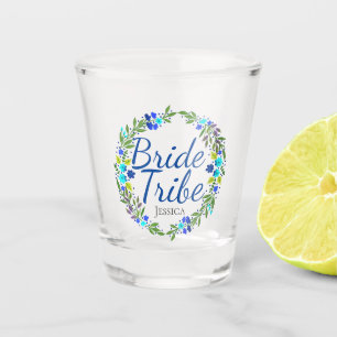 Pretty Floral Wreath Personalised Bride Tribe Shot Glass