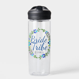 Pretty Floral Wreath Personalised Bride Tribe Water Bottle