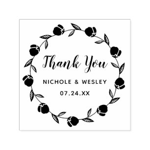 Pretty Floral Wreath   Self-Inking Stamp
