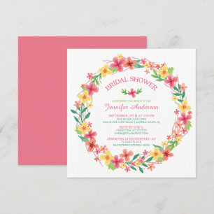 Pretty Floral Wreath Spring Bridal Shower Invitation