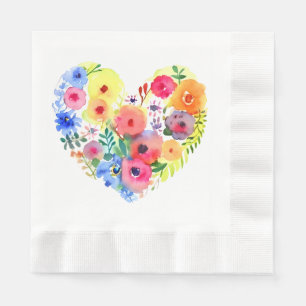 Pretty Floral Wreath Watercolor Art Napkin