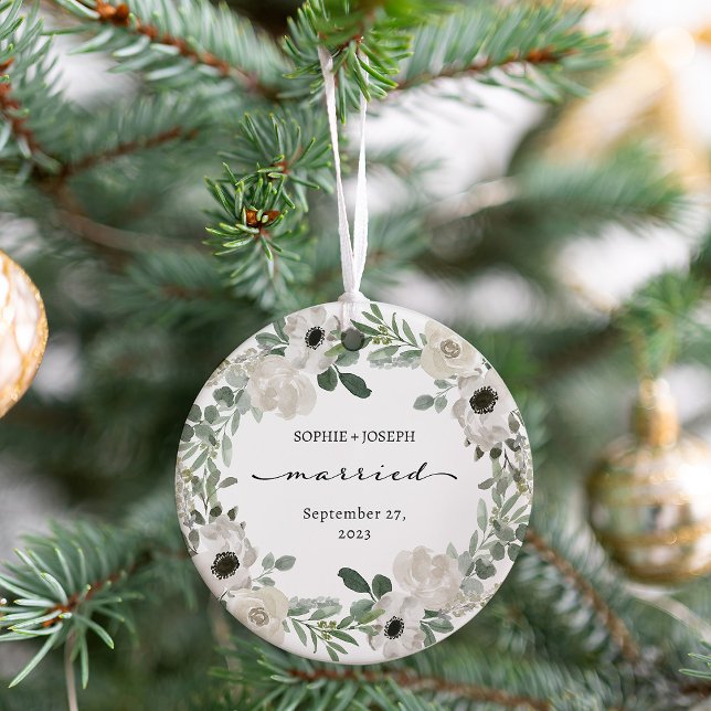 Pretty Floral Wreath | Wedding Keepsake Ornament (A pretty floral keepsake for their first married Christmas)