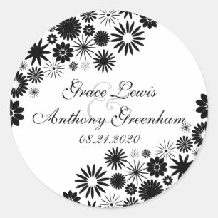 Pretty Florals Black Stickers