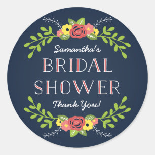 Pretty Florals Bridal Shower Favour Classic Round Sticker