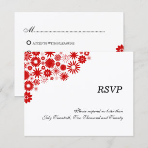 Pretty Florals Red RSVP / Reply Cards